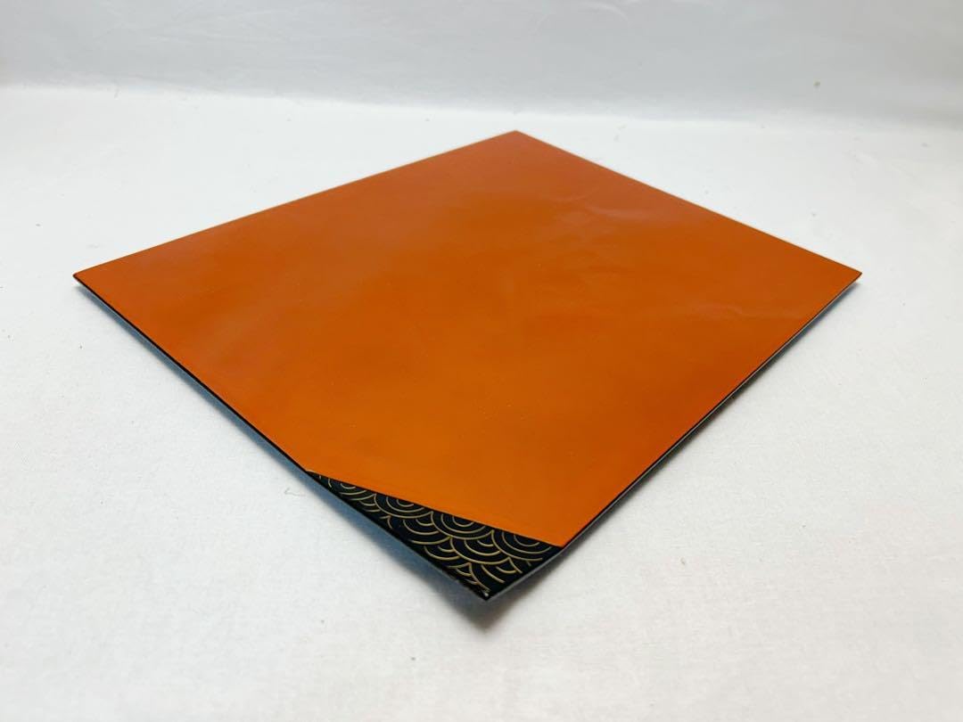 懐石道具 天然木製 輪島塗 朱塗 波蒔絵 折敷5客 栞 共箱 茶道具